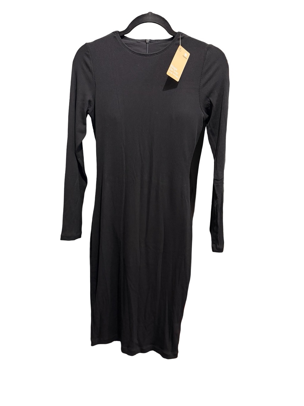 Minimalist Black Long Sleeve Midi Dress